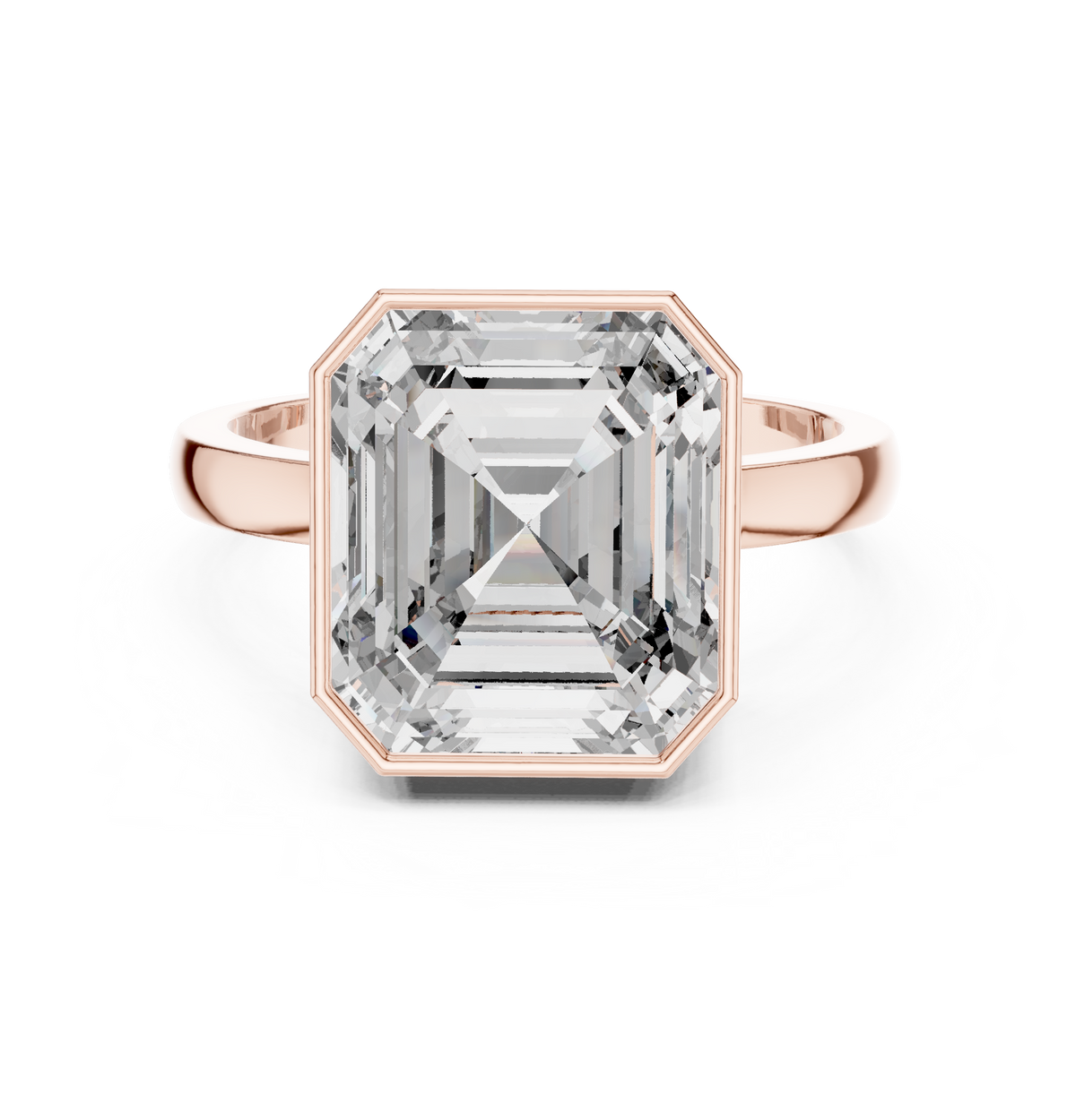 Asscher Cut Lab Grown Diamond Men's Full Bezel Engagement Ring - View 2