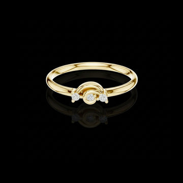 Round Brilliant Triple Loop Moissanite Diamond Engagement And Wedding Ring