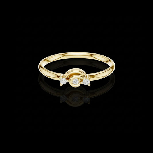 Round Brilliant Triple Loop Moissanite Diamond Engagement And Wedding Ring