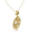 Intricate Oval Moissanite Diamond Marquise Sunburst Halo Pendant - View 7