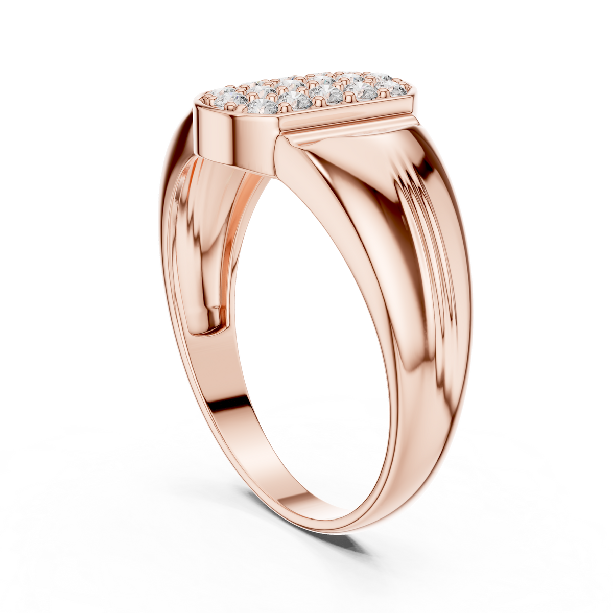 Round Cut Moissanite Diamond Men's Geometric Elongated Medallion Wedding Ring - View 8