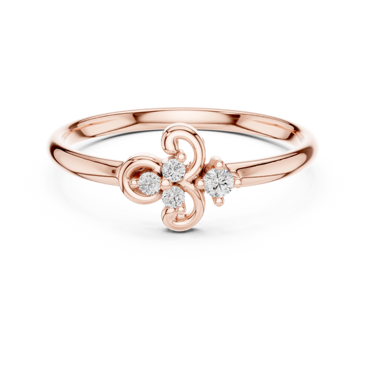 Modern Floral Round Lab Diamond Ring With Brilliant Accents - View 2