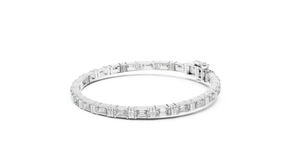 Emerald Cut Moissanite Diamond Contemporary Tennis Bracelet - View 12