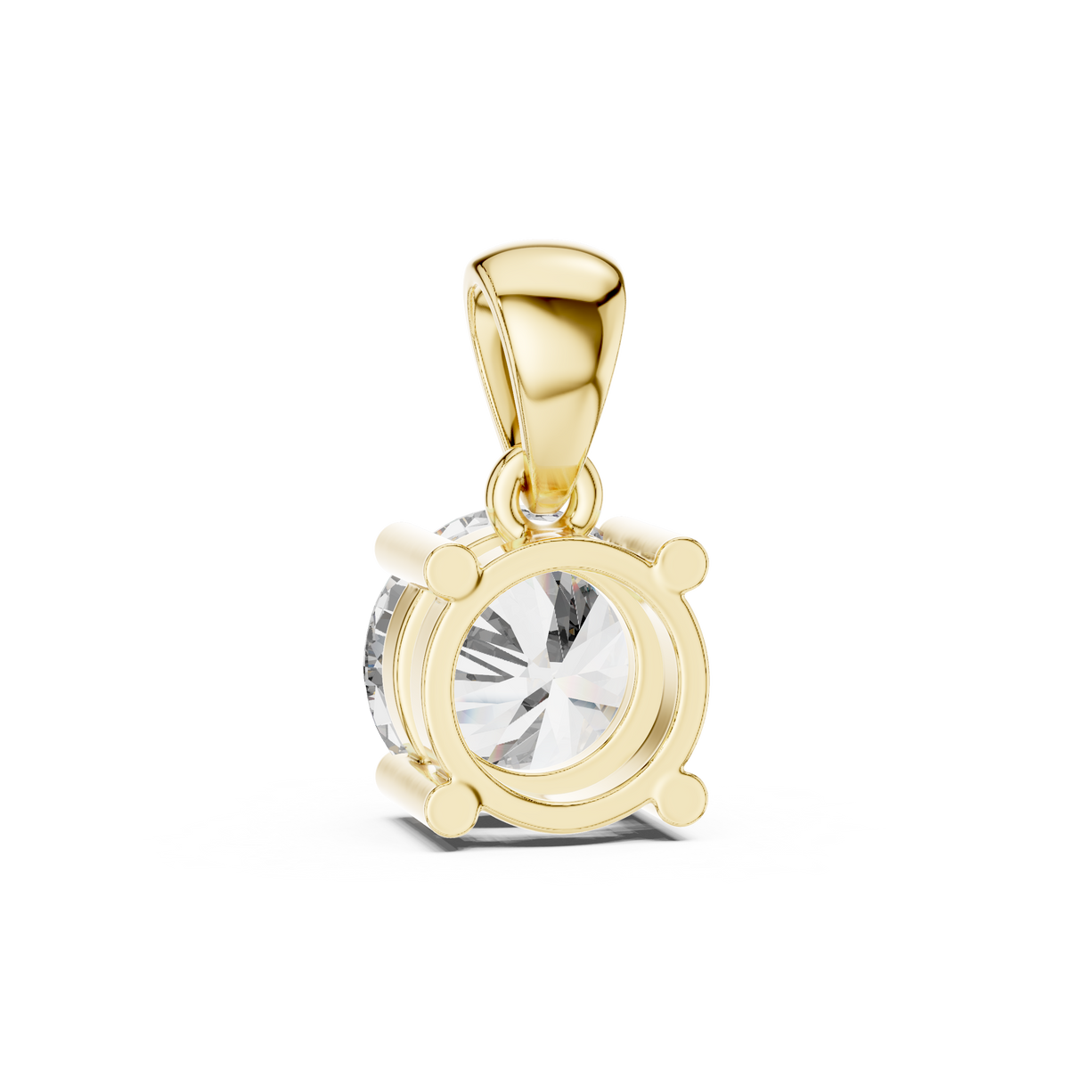 Single Round Moissanite Diamond Solitaire Four Prong Charm Pendant - View 8