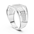 Round Cut Lab Grown Diamond Men's Pillar Cage Geometric Gold Statement Band - View 9