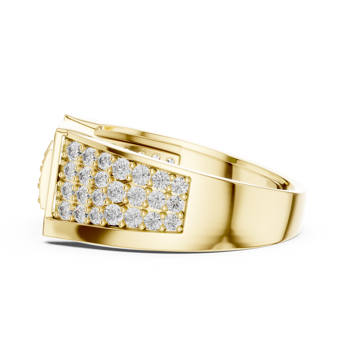 Round Cut Moissanite Diamond Men's Rectangular Center Pave Statement Band - View 10