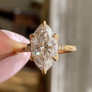 Marquise Cut Lab Diamond Solitaire Engagement Ring