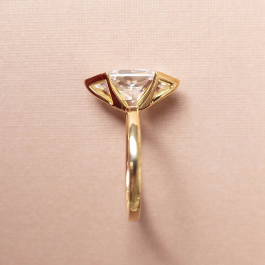 Dutch Marquise Cut Half Bezel Set Solitaire Lab Diamond Ring - View 2