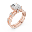 Handcrafted Oval Cut Lab Diamond Split Shank Ring with Diamond Accents - View 5