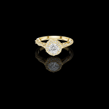 Round Cut Lab Diamond Halo Twisted Split Shank Ring