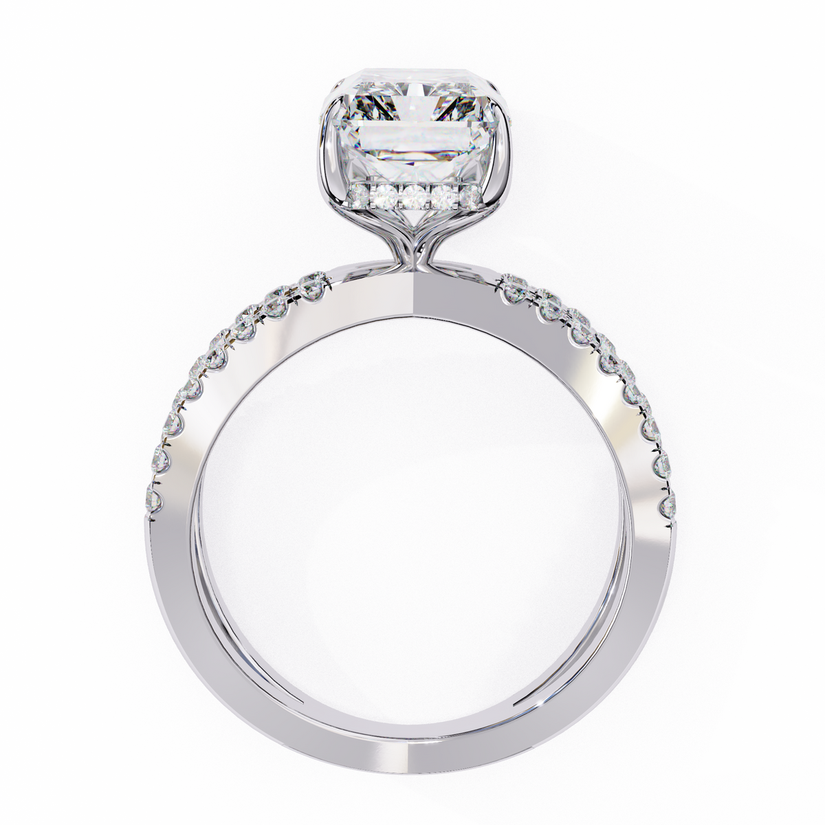 Diamond ring with a white gold band 