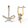 Exquisite Moissanite Diamond Bow Earrings with Emerald Cut Centerpiece & Pavé Ribbon Detailing - View 6
