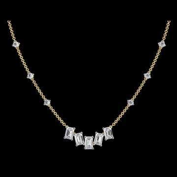 Emerald Cut Four Lab Grown Diamond Station Necklace