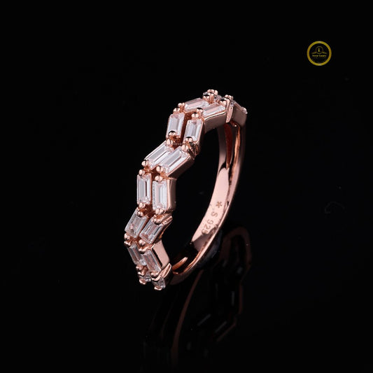 Baguette Cut Zig Zag Moissanite Diamond Eternity Wedding Band - View 2