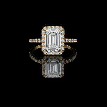 Emerald Cut Diamond Hidden Halo Lab Diamond Ring
