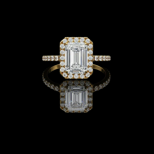 Emerald Cut Diamond Hidden Halo Lab Diamond Ring