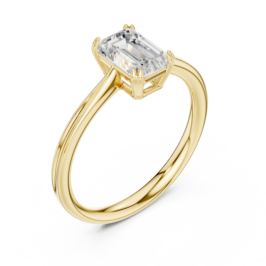 Emerald Cut Lab Diamond Solitaire Engagement Ring - View 2