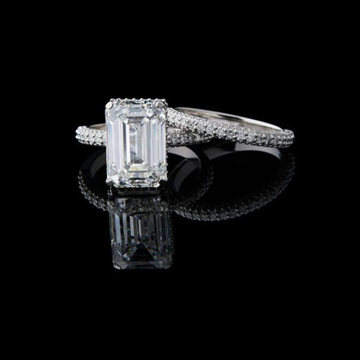 Emerald Cut Lab Diamond Women's Delicate Micro Pave Eternity Bridal Band