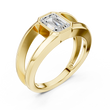 Emerald Cut Lab Grown Diamond Men's Architectural Bezel Statement Band - View 2