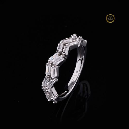 Zig Zag Style Baguette Cut Moissanite Diamond Wedding Band - View 2