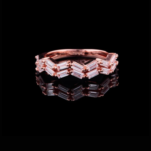 Baguette Cut Zig Zag Moissanite Diamond Eternity Wedding Band