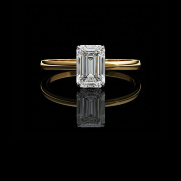 Four Prong Emerald Lab Diamond Engagement Ring
