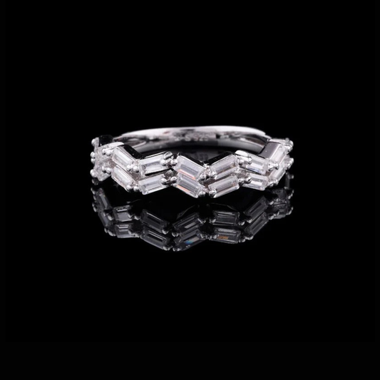 Zig Zag Style Baguette Cut Moissanite Diamond Wedding Band
