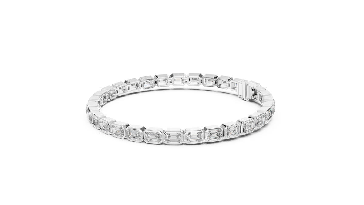 Emerald Cut Lab Diamond Octagonal Link Tennis Bracelet - View 12