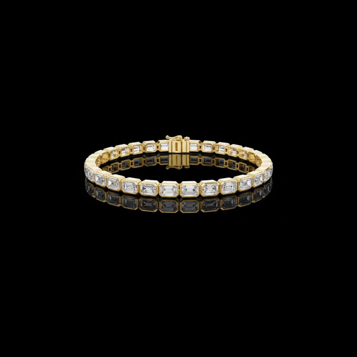 Emerald Cut Moissanite Diamond Octagonal Link Tennis Bracelet