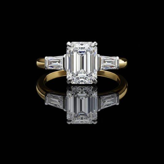 Emerald Cut Moissanite Diamond Three Stone Wedding Jewelry For Her