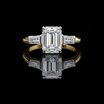 Emerald Cut Lab Diamond Three Stone Wedding Jewelry For Her