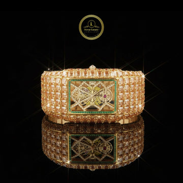 Regal Horizon Gold Lab-Grown Diamond Watch with baguette Detailing A Fusion of Royal Brilliance and Modern Precision