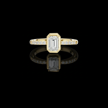 Emerald Cut Moissanite Diamond Ring with Classic Bezel Setting