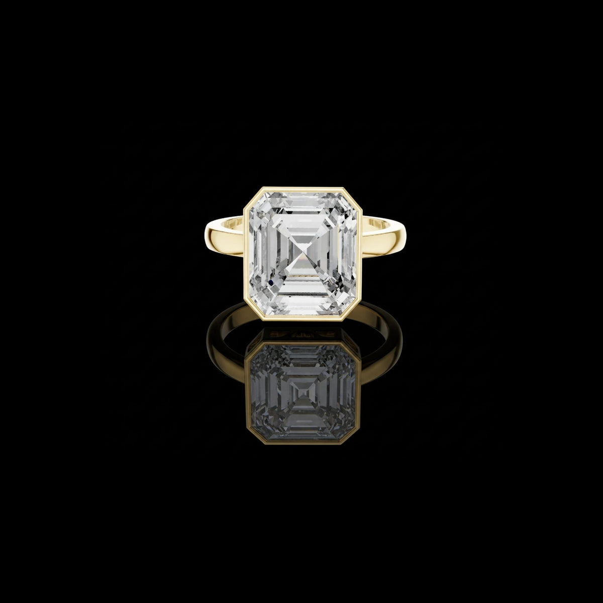 Asscher Cut Lab Grown Diamond Men's Full Bezel Engagement Ring