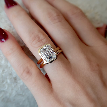 Emerald Cut Bridal Set Moissanite Diamond Solitaire Ring