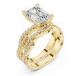 Emerald Cut Lab Grown Diamond Women's Crisscross Split Band Gold Ring - View 4