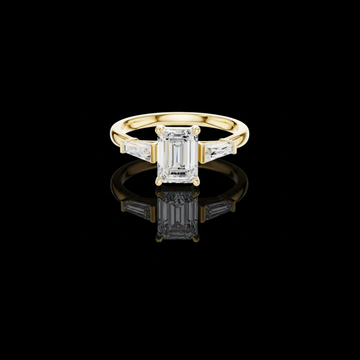 Emerald With Tapered Baguette Side Stones Lab Diamond Ring