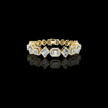 Emerald And Asscher Cut Halo Lab Diamond Tennis Bracelet