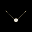 Emerald Cut Halo Pendant with Round Moissanite Diamonds