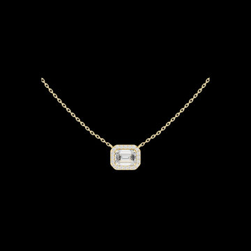 Emerald Cut Halo Pendant with Round Lab Grown Diamonds