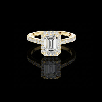Emerald Cut Lab Diamond Ring with Halo Setting