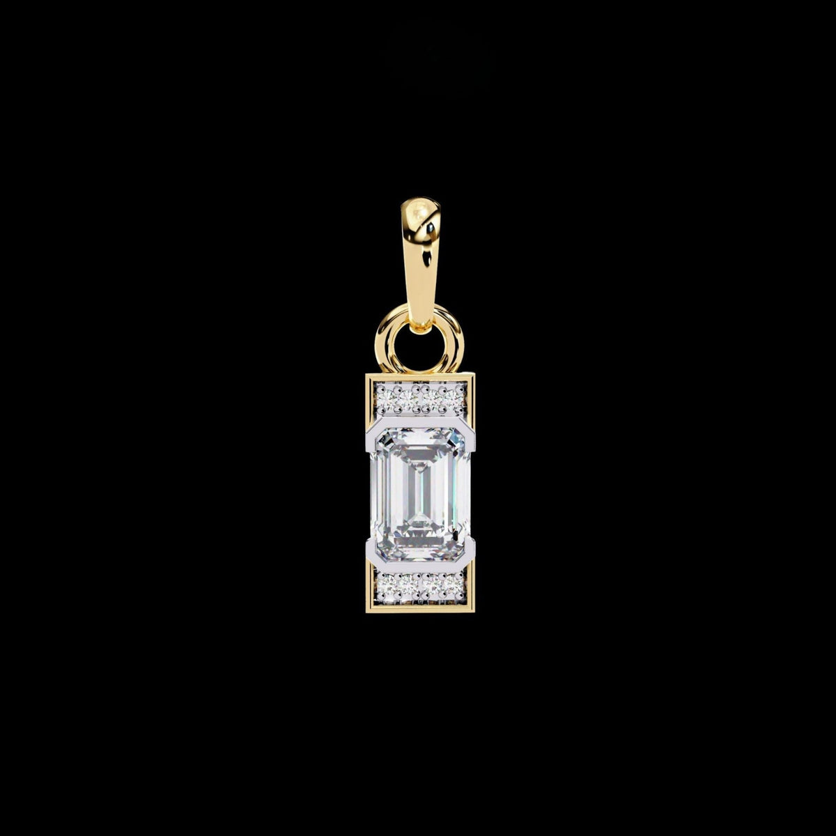 Emerald Cut Solitaire Pendant with Center Moissanite Diamond