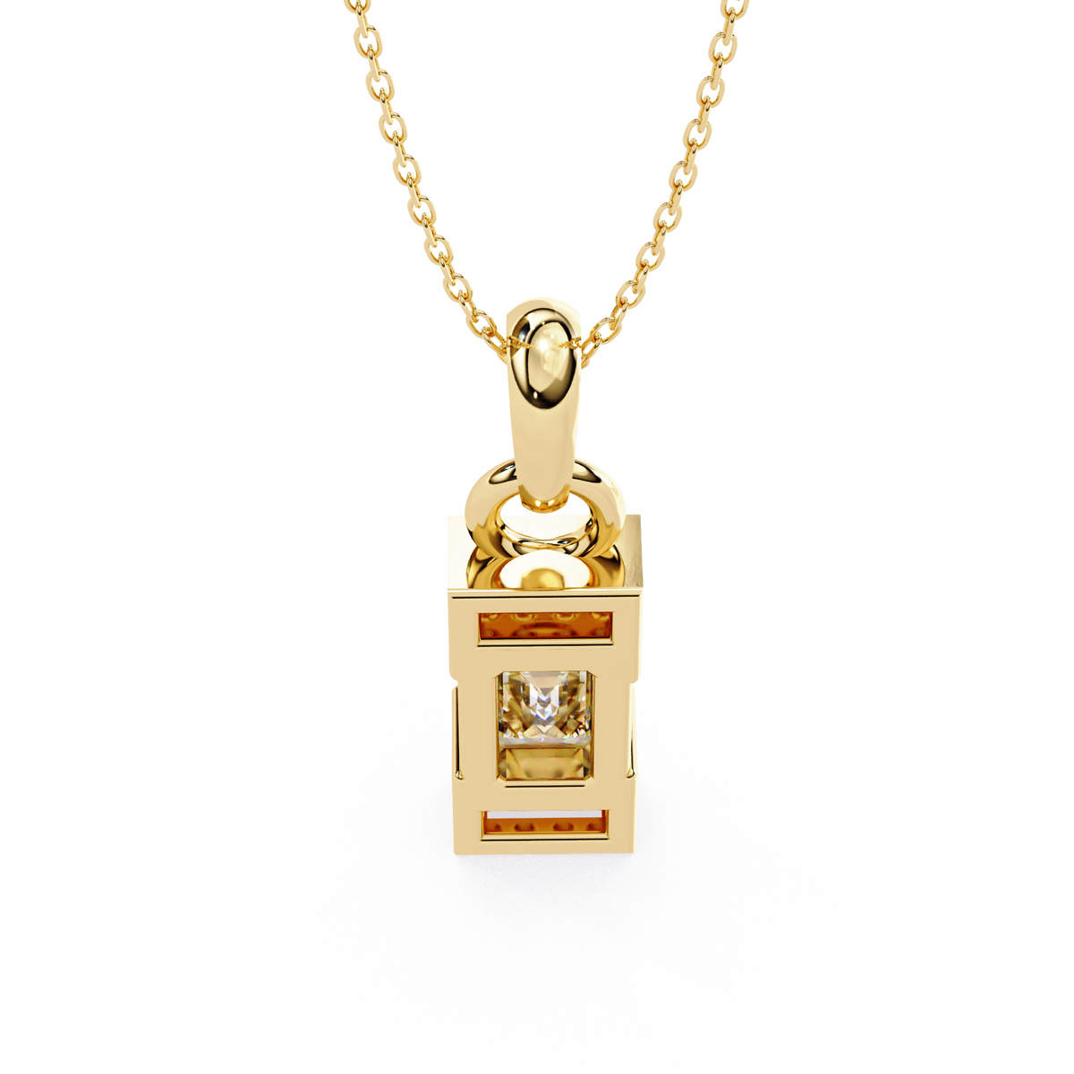 Emerald Cut Solitaire Pendant with Center Lab Grown Diamond - View 8