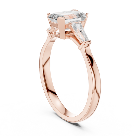 Emerald Cut Lab Diamond Three Stone Wedding Ring - View 2
