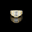 Emerald Cut Moissanite Diamond Signet Ring With Trillion Accents