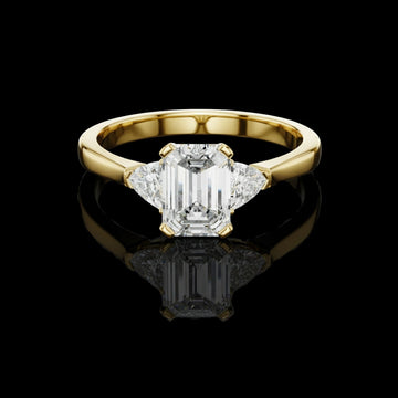 Emerald Lab Diamond Three Stone Ring For Women