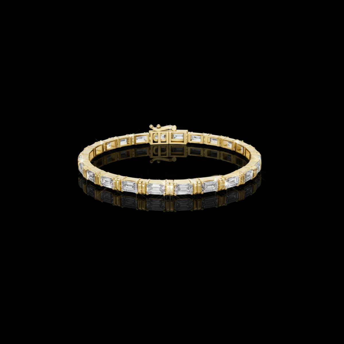 Emerald Cut Moissanite Diamond Contemporary Tennis Bracelet
