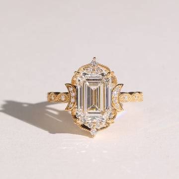 Emerald Cut Lab Diamond Halo Engagement Ring