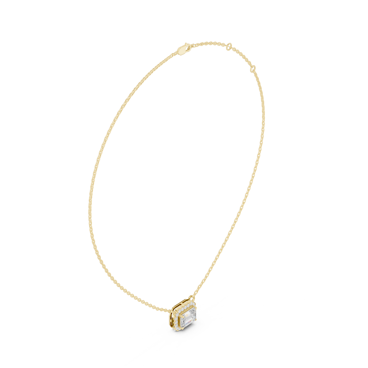 Emerald Cut Halo Pendant with Round Lab Grown Diamonds - View 10