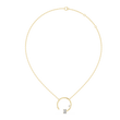 Minimalist Emerald and Round Moissanite Diamond Connector Charm Pendant - View 10